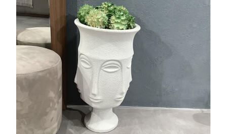 MNZ - حجم كبير حاوية زهرة أدنر بيضاء مع الزهور - 20291 - Cadde Yıldız