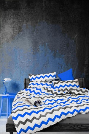 MNZ-طباط طبيعي واحد غطاء القماش مجموعة زيغزاج أزرق 21444563 colorboxtek - ALAMODE