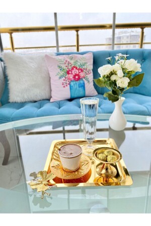 MNZ-الفخامة مربع الفولاذ المقاوم للصدأ طائر الذهب الخدمة، الشاي والقهوة والعذائر والعرض الصندوق 21x21 سم MZ - Mira züccaciye