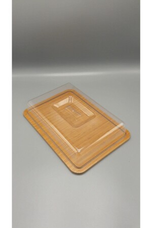 قنينة كعكة مستطيلة من الخشب من طراز MNZ غطاء أكريليك عرض:23 سم طول:32 سم TYC00238252242 - Genel Markalar