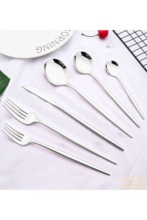 طراز من كوري من طراز MNZ 24 قطعة مرآة فاخرة سكين قارب الفضة المعدة لـ 6 أشخاص مستعمرة مستديرة بلاستين - Ciela