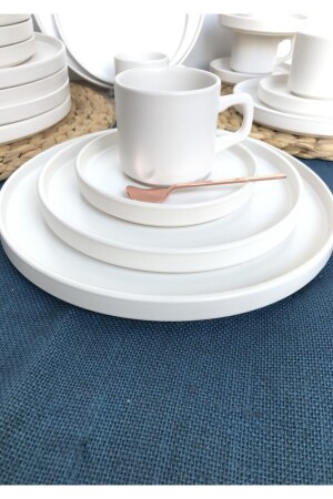 MNZ-مجمعة المفتاح الأبيض 24 قطعة الإفطار مجموعة 6 أشخاص khvl28 - GULHANILE