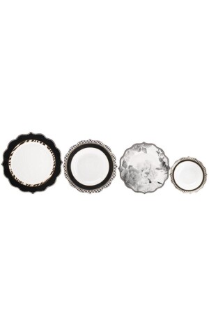 طراز الورد الأسود من طراز MNZ 24 قطعة طعام عشاء لـ 6 أشخاص - Pink&More