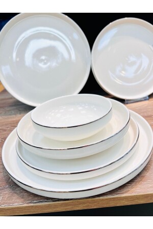 فولاذ MNZ- الفضة الحديثة الفضة التفصيلية 24 قطعة طعام الخنزير المعدل لـ 6 أشخاص Tx0TR5190 - CASA DE BELLA