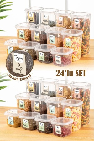 ملون MNZ مدرجة 24 قطعة في حاوية تخزين الغذاء في بيجي كواكر 8x ((0,55 لتر، 1,2 لتر، 1,75 لتر) بيضاء PGG - Vienev