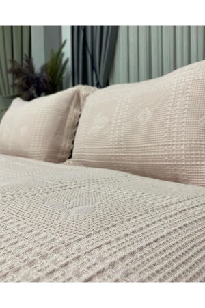 MNZ-مزدوج الصيف القطن العصا بيك مجموعة 240x260 الشاي - Kumru Çeyiz