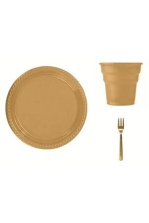 طقم من الذهب من طراز MNZ، كوب وفرق لـ 25 شخص - Aker Hediyelik