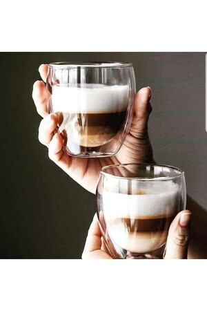 كوب زجاجي إسبريسو شفاف ذو جدار مزدوج MNZ 250 مل 2 قطع 250 مل GLN-98763 - GELİNHOMES