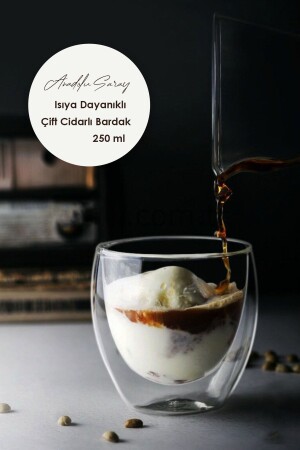 بوروسيليكات مقاوم للدفء من MNZ 250 مل كوب قهوة وعصاً - قطعة واحدة - Anadolu Saray Çarşısı