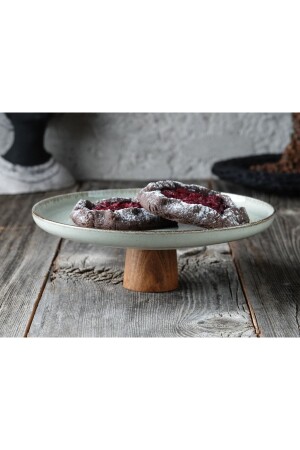 MNZ-خشب كريم الساق البورتسلين تخدم الصفحة المنزلية المطبخ ديكورات الأطباق عرض الصفحة البورتسلين (25CM) LCA67489 - ALM HOME