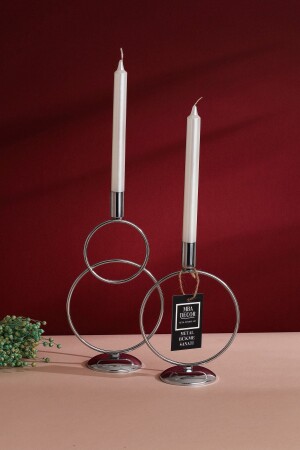 MNZ-مزدوج النور الفضي الشمعة حامل الديكور الهدية الديكور الحديد المملأ لاستدفاع 28 سم سم رجل الثلج - Mba Decor Metal Bending Art