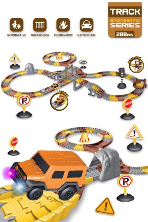 مسارات بناء MNZ 288 قطعة بناء موضوع السكك الحركة كامل مجموعة مع المركبات - Kayyum Oyuncak
