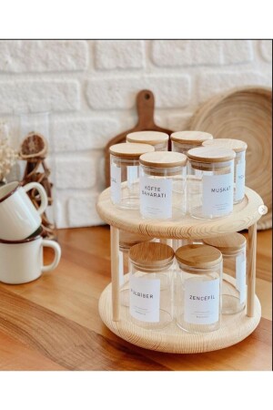 MNZ-خشب المتحول ووقوف الخشب ووقوف الخشب منظمة و منظمة 2LayerRotaryStandÖNH - ÖZ NUR HOME