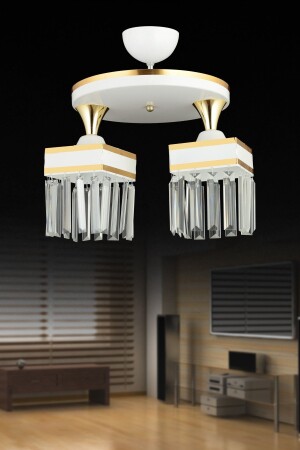 MNZ-بيضاء كريستال الحجر 2-Plafone صفراء شريط مربع إلى أسفل المواجهة للفخام الشنابل AK00091 - Kraliçe