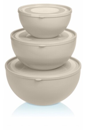 كأس من نوع MNZ - مستديرة مع غطاء مجموعة من 3 لون كريم (0,6 لتر + 2,5 لتر + 4 لتر) K703 - Melkan Home