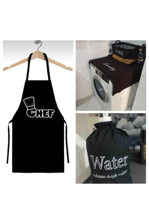 MNZ-- 3 في 1 غطاء زجاجة سوداء وغطاء غسيل الغسيل وغطاء مطبخ مطبخ - Niksarlı Çeyiz