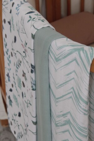 MNZ-- مجموعة من 3 غطاءات موسلين - 100% قطن طبيعي - CRMS-06 الأخضر - candyron