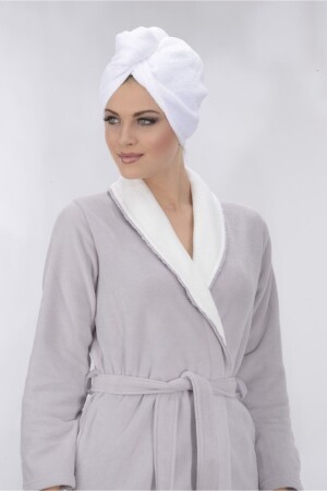 كوب جفاف الشعر من المنشفة من MNZ - الزر - ميكرو الألياف - أبيض - 3 قطع 1204-AFM - PROSLİM