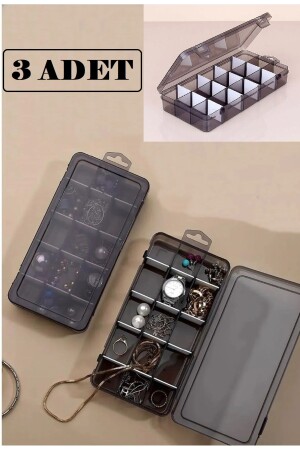 MNZ-دخان 3 قطع 15 قطعة قطعة حلقة عنق صندوق المجوهرات مع غطاء صندوق خياطة منظمة منظمة صندوق - Bayev