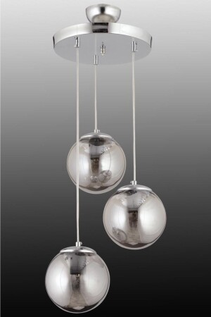 مصباح مرفق من طراز MNZ 3 قطع فضية مدخنة كرة الأرض الزجاجية شمعة 160504000948 - İstanbul Avize