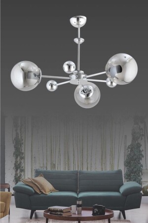 MNZ-نايروبي 3 قطع فضية مدخنة الكرة الكهربائية الزجاجية شمعة 1605040012529 - İstanbul Avize