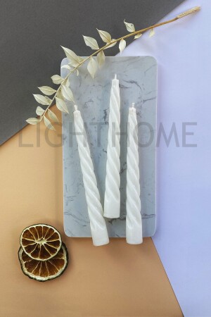 شمعة شمعة بيضاء مُتواء من MNZ - شمعة طويلة مُتواء مع 3 قناع من القطن 16-50 سم - Lighthome