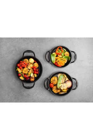 MNZ-غرانيت سلاسل حديد معدني من 3 (18 سم-20 سم-22 سم) HMGSS100121 - ALTIN MUTFAK