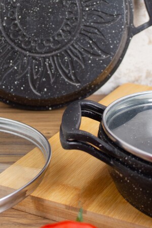 طائرات غرانيت MNZ- غرانيت 3- قطعة مجموعة وعاء مع غطاء 18-20-22 سم مفتوحة-582828965 - çarşıdayız