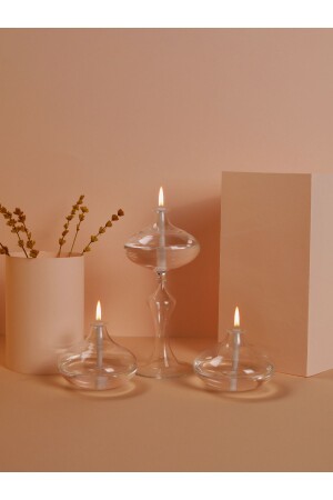 مجموعة مصباح من الزجاج الصغر الشفاف من إكليكس MNZ (3 قطعة من المصباح - 200 مل من زيت المصباح - 3 قطعة من مقطوعة المصباح) - Glassic