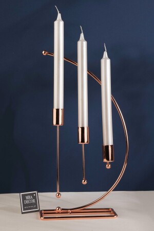 MNZ-موسيقى ملاحظة نموذج معدني 3 قطع شمعية ثلاثية الشمعة حامل شمعة ديكوراتية حامل شمعة 25 سم زينة المنزل المزودة بالبرونز الم - Mba Decor Metal Bending Art
