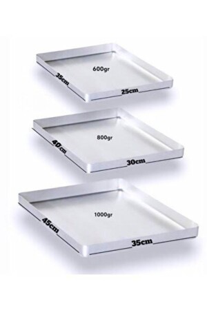 سلة باكلافا مربعة من MNZ 3 قطع 3 أحجام سلة باكلافا 3 قطع - Alüminyum