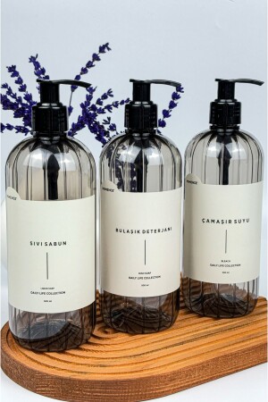 MNZ-سائل صابون غسل الأطباق مضغوطات البيضاء الملصقات زجاجة بلاستيكية المطبخ مجموعة 3 قطع تدخن 500ml - Homence