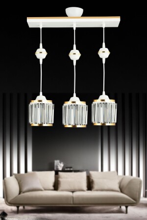 مصباح عجلة من صف أبيض من MNZ 3 قطع أسطوانة حجر البلور مع شريط صفراء فخمة شمعة AK00040 - Kraliçe