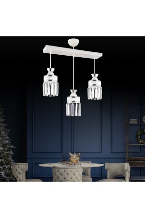 MNZ-نايروبي 3-خط أبيض صف معلق مصباح صناديق الكريستال الحجر الكروم سلندر مشبك فخمة شمعة AK00056 - Kraliçe