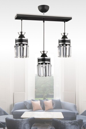 MNZ-نايروبي 3 صفة مصباح العلق الأسود صناديق الكريستال الحجر الكروم سلندر مشاطي فخمة شمعة AK00056 - Kraliçe