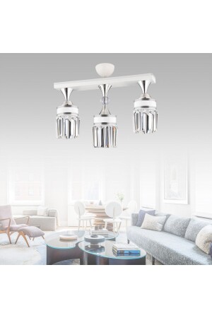 MNZ-نايروبي 3 صف سفيد بلافون بلورات الكريستال حجر كروم شريط سلنڈر فاخر الشنابل AK00096 - Kraliçe