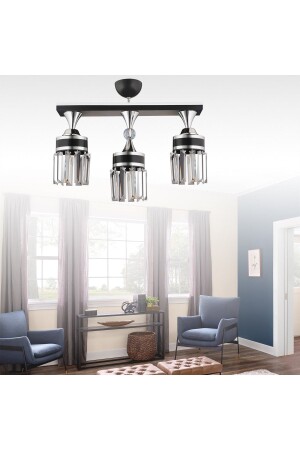 MNZ-نايروبي 3-قطعة أسود صف صفوفية سقفية كريستال الحجر الكروم سلندر مزقق فخمة شمعة AK00096 - Kraliçe