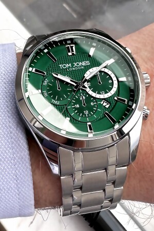ساعة معصم الرجال MNZ 3 ATM مضادة للماء فولاذة لون الفضة + سوار CBK626 GNC4629 - Tom Jones