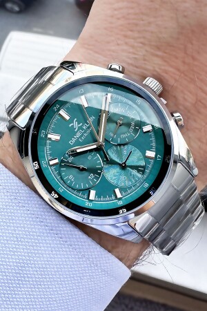 ساعة يد رجال MNZ 3 ATM مضادة للماء فولاذ ملون فضي + عصا حجر طبيعي Elg322 DKE2002 - Daniel Klein