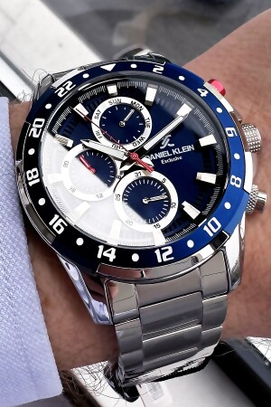 ساعة معصم الرجال MNZ 3 Atm مضادة للماء ربطة الفضة لون الفولاذ + عصا الحجر الطبيعي Elg619 DKE2004 - Daniel Klein