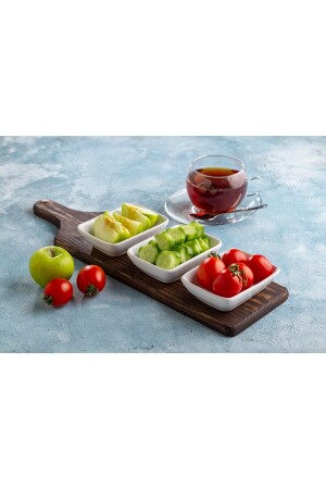 لوحة عرض من الخشب من طراز MNZ ، وعاء فطور سيراميكي 3 قطع ، ووجبة خفيفة ، وعاء صلصة ، وعاء ، وعاء فطور سيراميكي - Baby Lock