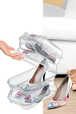 صندوق تخزين الأحذية للمرأة من MNZ شفافة قابل للتنفس آمنة 3 قطع - Calke