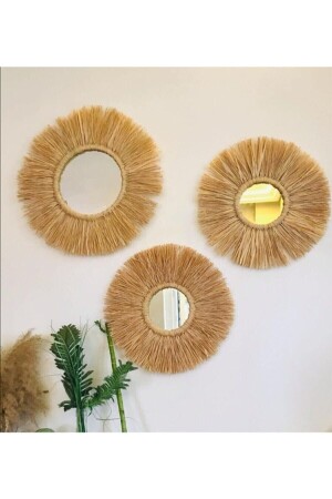 مكنسة (MNZ) - صنع يدوي - زينة جدارية من 3 قطع مرآة - Casadilegno