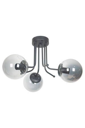 MNZ-دايزي فخمة التصميم الحديثة طلاء اللون الأسود زجاج المدخن غرفة المعيشة - المطبخ - غرفة النوم 3-قطع الشنابل DAİ777 - Fer Avize