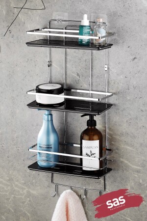 MNZ-لاستين كروم 3 طبقة حمام زاوية شامبو حامل زاوية حامل حمام رف Ek-03 PRA-592037-3960 - Sas Haus