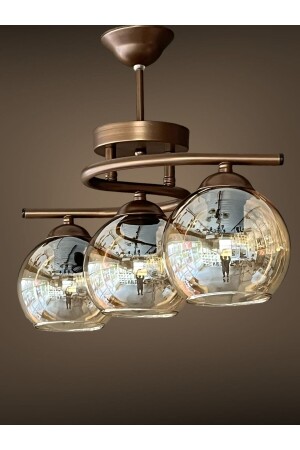 إضاءة MNZ - أزياء ديكورية حديثة براون هازال 3 صف شمعة GA0002 - AVİZEVİ