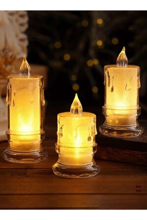 MNZ-القياس الكبير الشعلة المضيئة 3 قطع متحركة الشعلة الذوبان الشمعة الاصطناعية بطارية تعمل بال LED - Zemtigo