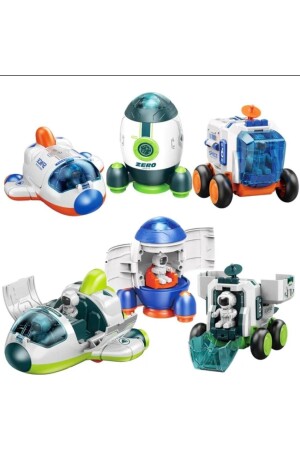 محطة الفضاء من MNZ مجموعة ألعاب من 3 صواريخ ألعاب ومكوك الفضاء ومكوك فضاء ومركبة القمر ومروحية فضائية - Hepsilazım