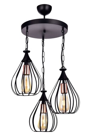 قفس MNZ 3 قطع مصباح معلق حديث غرفة المعيشة شمعة سوداء ÖZBK1012 - ÖZBAK AVİZE