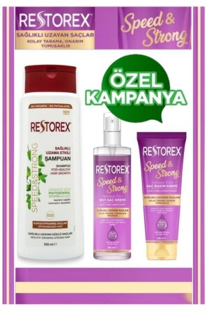 MNZ - نمو سريع فعالة رعاية الشعر مجموعة للشعر الجاف والضرر 3 قطع - Restorex